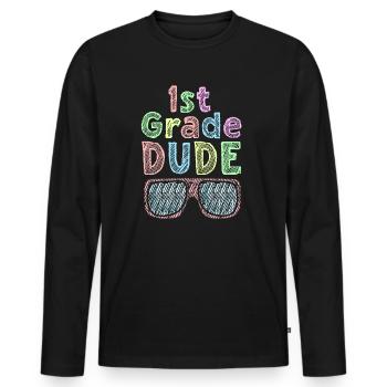 Professeur de maternelle Drôle Étudiant 1er Diplôme - T-shirt manches longues Premium bio Homme - noir - Devant - Nico (187cm)