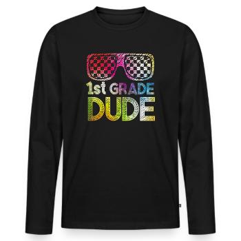 Professeur de maternelle Drôle Étudiant 1er Diplôme - T-shirt manches longues Premium bio Homme - noir - Devant - Nico (187cm)
