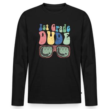 Professeur de maternelle Drôle Étudiant 1er Diplôme - T-shirt manches longues Premium bio Homme - noir - Devant - Nico (187cm)