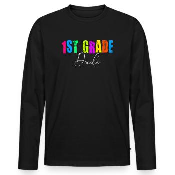 Professeur de maternelle Drôle Étudiant 1er Diplôme - T-shirt manches longues Premium bio Homme - noir - Devant - Nico (187cm)