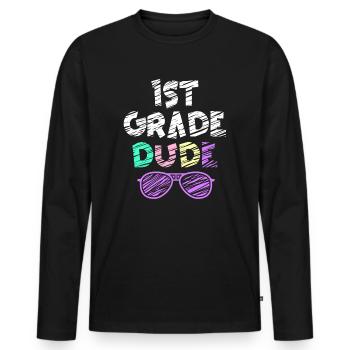 Professeur de maternelle Drôle Étudiant 1er Diplôme - T-shirt manches longues Premium bio Homme - noir - Devant - Nico (187cm)