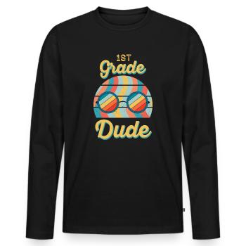 Professeur de maternelle Drôle Étudiant 1er Diplôme - T-shirt manches longues Premium bio Homme - noir - Devant - Nico (187cm)