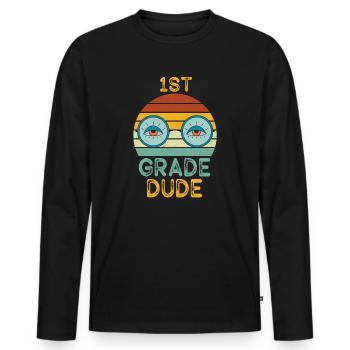 Professeur de maternelle Drôle Étudiant 1er Diplôme - T-shirt manches longues Premium bio Homme - noir - Devant - Nico (187cm)