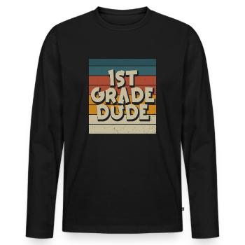 Kindergarten Teacher Funny Student 1st Graduation - Men's Premium Organic Long Sleeve Shirt - black - Front - Nico (187cm)