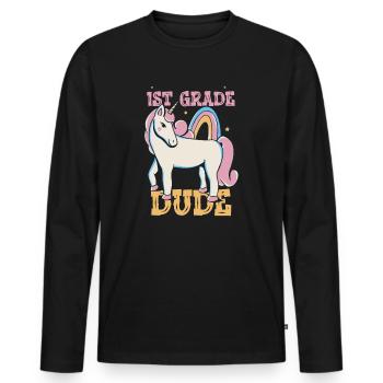 Kindergarten Teacher Funny Student 1st Graduation - Men's Premium Organic Long Sleeve Shirt - black - Front - Nico (187cm)