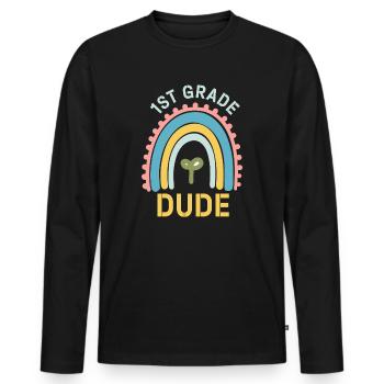 Professeur de maternelle Drôle Étudiant 1er Diplôme - T-shirt manches longues Premium bio Homme - noir - Devant - Nico (187cm)