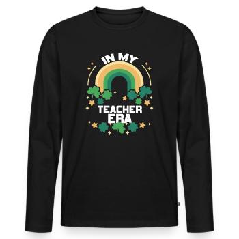 In meiner Lehrzeit Unterricht - Männer Premium Bio Langarmshirt - Schwarz - Vorne - Nico (187cm)