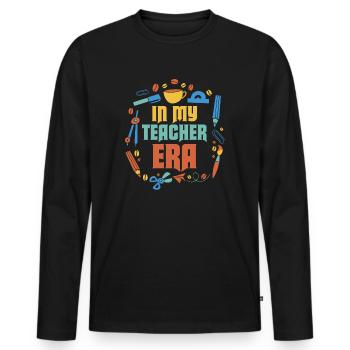 In meiner Lehrzeit Unterricht - Männer Premium Bio Langarmshirt - Schwarz - Vorne - Nico (187cm)