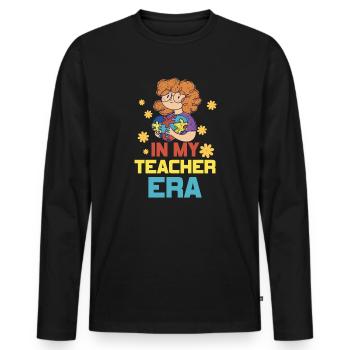 In meiner Lehrzeit Unterricht - Männer Premium Bio Langarmshirt - Schwarz - Vorne - Nico (187cm)