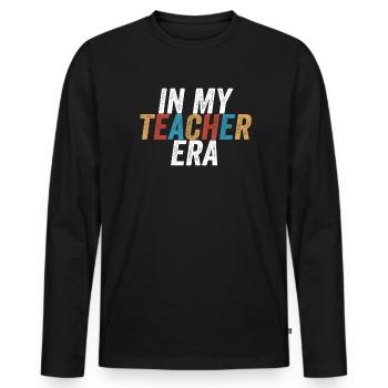 In meiner Lehrzeit Unterricht - Männer Premium Bio Langarmshirt - Schwarz - Vorne - Nico (187cm)