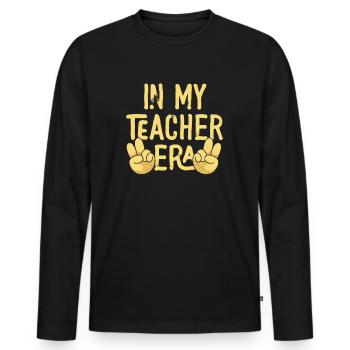 In meiner Lehrzeit Unterricht - Männer Premium Bio Langarmshirt - Schwarz - Vorne - Nico (187cm)