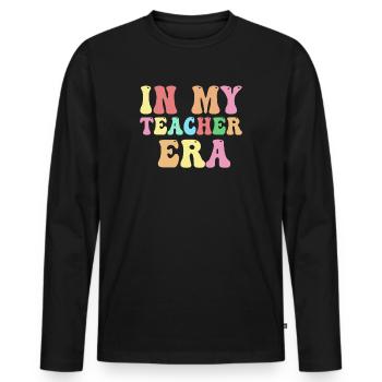 In meiner Lehrzeit Unterricht - Männer Premium Bio Langarmshirt - Schwarz - Vorne - Nico (187cm)