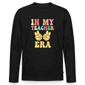 In meiner Lehrzeit Unterricht - Männer Premium Bio Langarmshirt - Schwarz - Vorne - Nico (187cm)