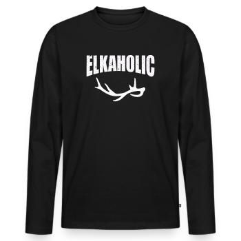 Elchjagd Elkaholic Jäger - Männer Premium Bio Langarmshirt - Schwarz - Vorne - Nico (187cm)