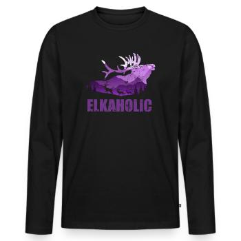 Elchjagd Elkaholic Jäger - Männer Premium Bio Langarmshirt - Schwarz - Vorne - Nico (187cm)