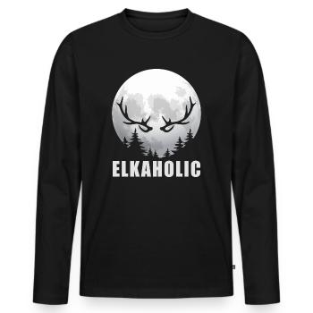 Elchjagd Elkaholic Jäger - Männer Premium Bio Langarmshirt - Schwarz - Vorne - Nico (187cm)