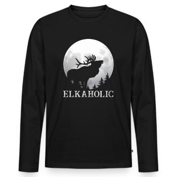 Elchjagd Elkaholic Jäger - Männer Premium Bio Langarmshirt - Schwarz - Vorne - Nico (187cm)