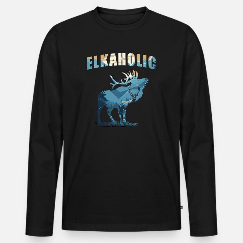 Elchjagd Elkaholic Jäger - Männer Premium Bio Langarmshirt - Schwarz
