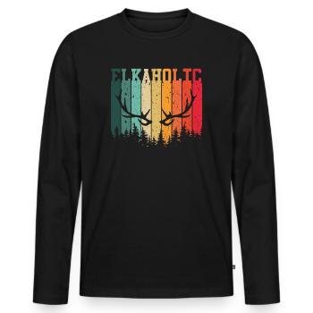 Elk Hunting Elkaholic Hunters - Men's Premium Organic Long Sleeve Shirt - black - Front - Nico (187cm)