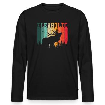 Elk Hunting Elkaholic Hunters - Men's Premium Organic Long Sleeve Shirt - black - Front - Nico (187cm)