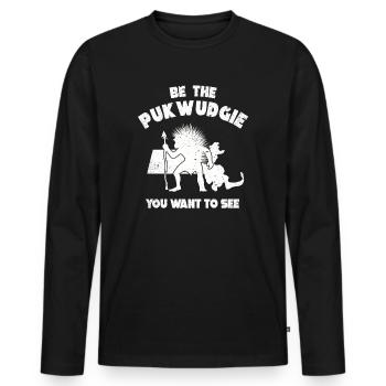 Pukwudgie Kryptide Folklore Mythen - Männer Premium Bio Langarmshirt - Schwarz - Vorne - Nico (187cm)
