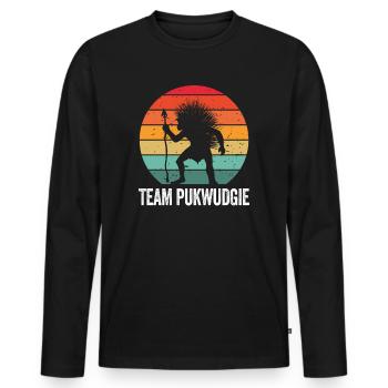 Pukwudgie Cryptid Folklore Myths - Men's Premium Organic Long Sleeve Shirt - black - Front - Nico (187cm)