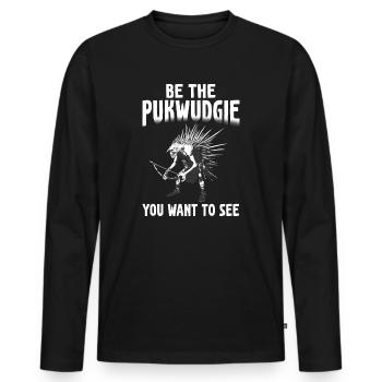 Pukwudgie Kryptide Folklore Mythen - Männer Premium Bio Langarmshirt - Schwarz - Vorne - Nico (187cm)