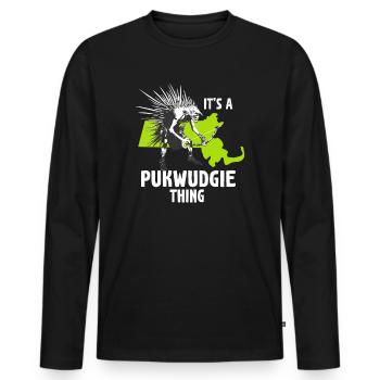 Pukwudgie Kryptide Folklore Mythen - Männer Premium Bio Langarmshirt - Schwarz - Vorne - Nico (187cm)