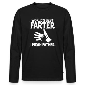 World's Best Farter I Mean Father - Men's Premium Organic Long Sleeve Shirt - black - Front - Nico (187cm)