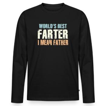 Le meilleur péteur du monde, je veux dire le père - T-shirt manches longues Premium bio Homme - noir - Devant - Nico (187cm)