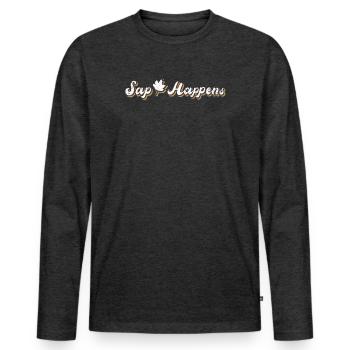 Maple Syrup Tree Tapping Funny Autumn - Men's Premium Organic Long Sleeve Shirt - heather anthracite - Front - Nico (187cm)