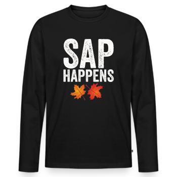 Maple Syrup Tree Tapping Funny Autumn - Men's Premium Organic Long Sleeve Shirt - black - Front - Nico (187cm)