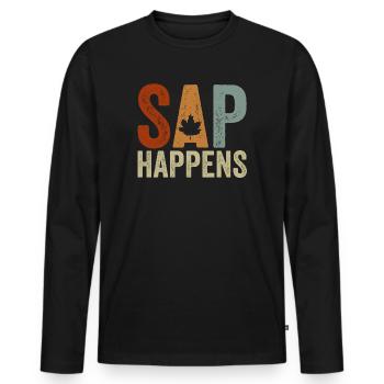 Maple Syrup Tree Tapping Funny Autumn - Men's Premium Organic Long Sleeve Shirt - black - Front - Nico (187cm)
