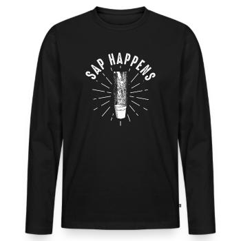 Maple Syrup Tree Tapping Funny Autumn - Men's Premium Organic Long Sleeve Shirt - black - Front - Nico (187cm)