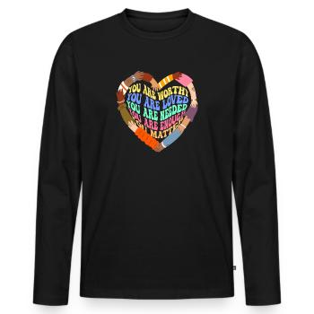 Depression and Bipolar Awareness: - Men's Premium Organic Long Sleeve Shirt - black - Front - Nico (187cm)