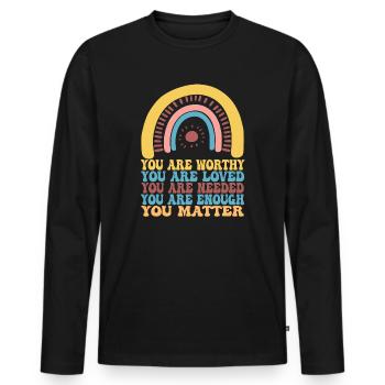 Depression and Bipolar Awareness: - Men's Premium Organic Long Sleeve Shirt - black - Front - Nico (187cm)