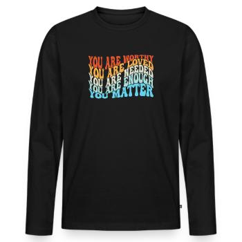 Depression and Bipolar Awareness: - Men's Premium Organic Long Sleeve Shirt - black - Front - Nico (187cm)