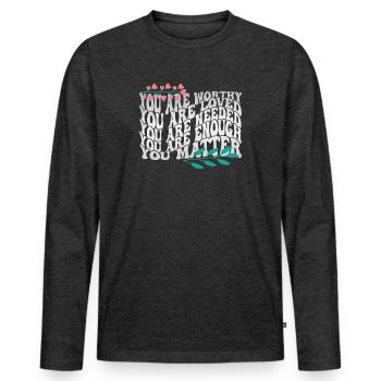 Depression und bipolares Bewusstsein: - Männer Premium Bio Langarmshirt - Anthrazit meliert - Vorne - Nico (187cm)