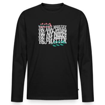 Depression and Bipolar Awareness: - Men's Premium Organic Long Sleeve Shirt - black - Front - Nico (187cm)