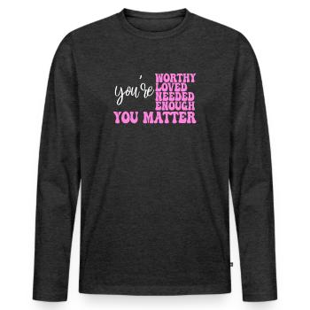 Depression und bipolares Bewusstsein: - Männer Premium Bio Langarmshirt - Anthrazit meliert - Vorne - Nico (187cm)