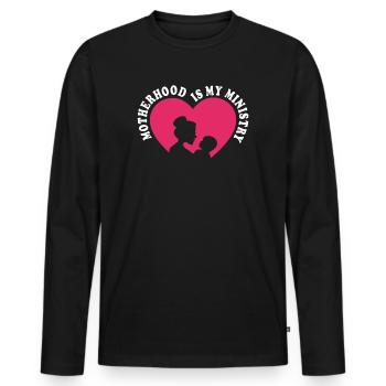 Mutterschaft ist mein Dienst - Männer Premium Bio Langarmshirt - Schwarz - Vorne - Nico (187cm)