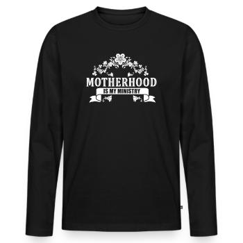 Mutterschaft ist mein Dienst - Männer Premium Bio Langarmshirt - Schwarz - Vorne - Nico (187cm)