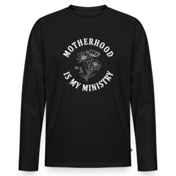 Mutterschaft ist mein Dienst - Männer Premium Bio Langarmshirt - Schwarz - Vorne - Nico (187cm)