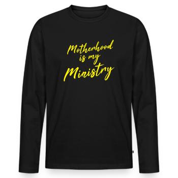 Mutterschaft ist mein Dienst - Männer Premium Bio Langarmshirt - Schwarz - Vorne - Nico (187cm)