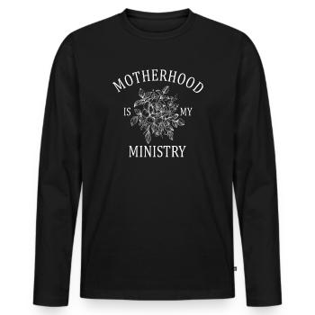 Mutterschaft ist mein Dienst - Männer Premium Bio Langarmshirt - Schwarz - Vorne - Nico (187cm)