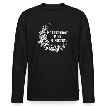Mutterschaft ist mein Dienst - Männer Premium Bio Langarmshirt - Schwarz - Vorne - Nico (187cm)
