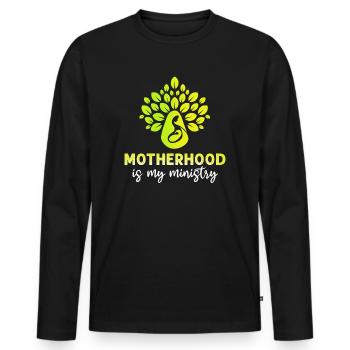Mutterschaft ist mein Dienst - Männer Premium Bio Langarmshirt - Schwarz - Vorne - Nico (187cm)