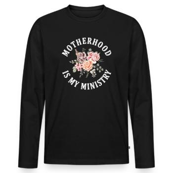 La maternité est mon ministère - T-shirt manches longues Premium bio Homme - noir - Devant - Nico (187cm)