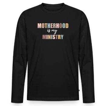 Motherhood Is My Ministry - Men's Premium Organic Long Sleeve Shirt - black - Front - Nico (187cm)