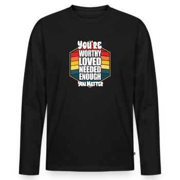 Depression and Bipolar Awareness: - Men's Premium Organic Long Sleeve Shirt - black - Front - Nico (187cm)